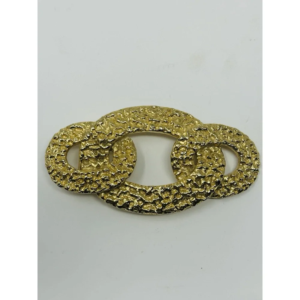 Vintage Mimi di N 1983 Signed Gold Plated Textured Belt Buckle Statement‎ Retro
